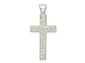 FJC Finejewelers 925 Sterling Silver Polished Greek Key Hollow Latin Cross Charm 36 x 16 mm