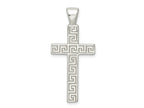 FJC Finejewelers 925 Sterling Silver Polished Greek Key Hollow Latin Cross Charm 36 x 16 mm