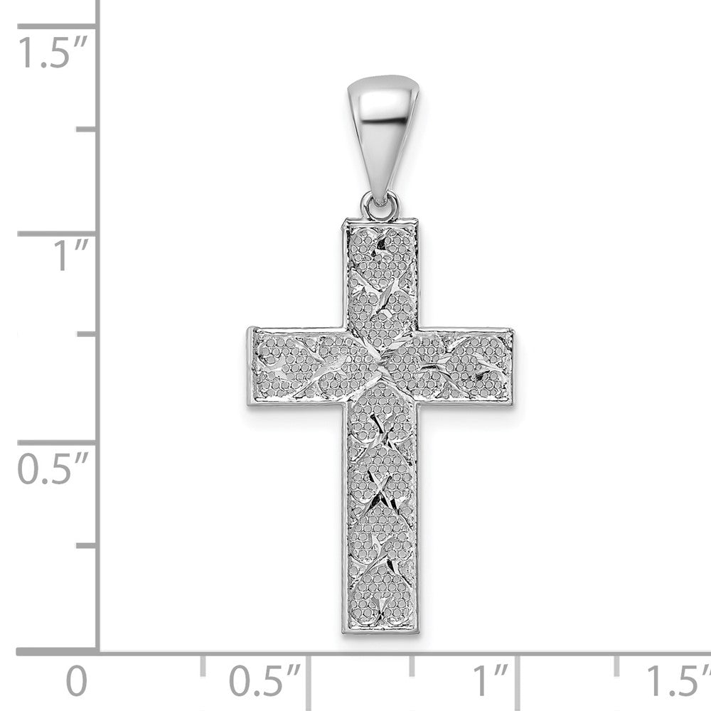 FJC Finejewelers 925 Sterling Silver Rhodium Plated Polished and Bright Cut Cross Charm 34 x 16 mm
