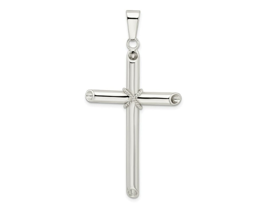 FJC Finejewelers 925 Sterling Silver Polished X Center Large Hollow Tube Cross Charm 50 x 28 mm