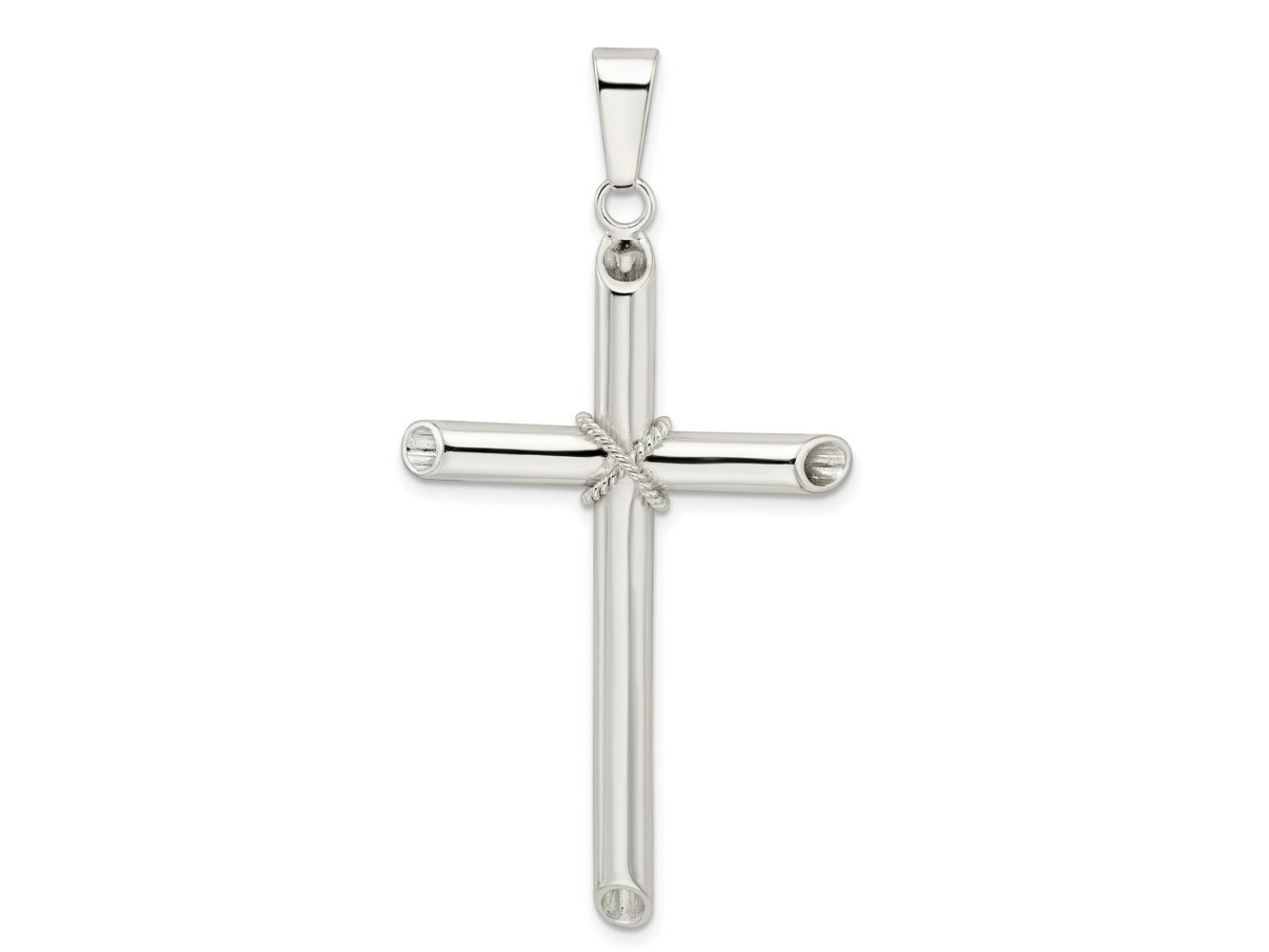 FJC Finejewelers 925 Sterling Silver Polished X Center Large Hollow Tube Cross Charm 50 x 28 mm