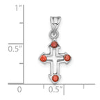 FJC Finejewelers 925 Sterling Silver Polished Open Cross Red Crystal Charm 21 x 10 mm