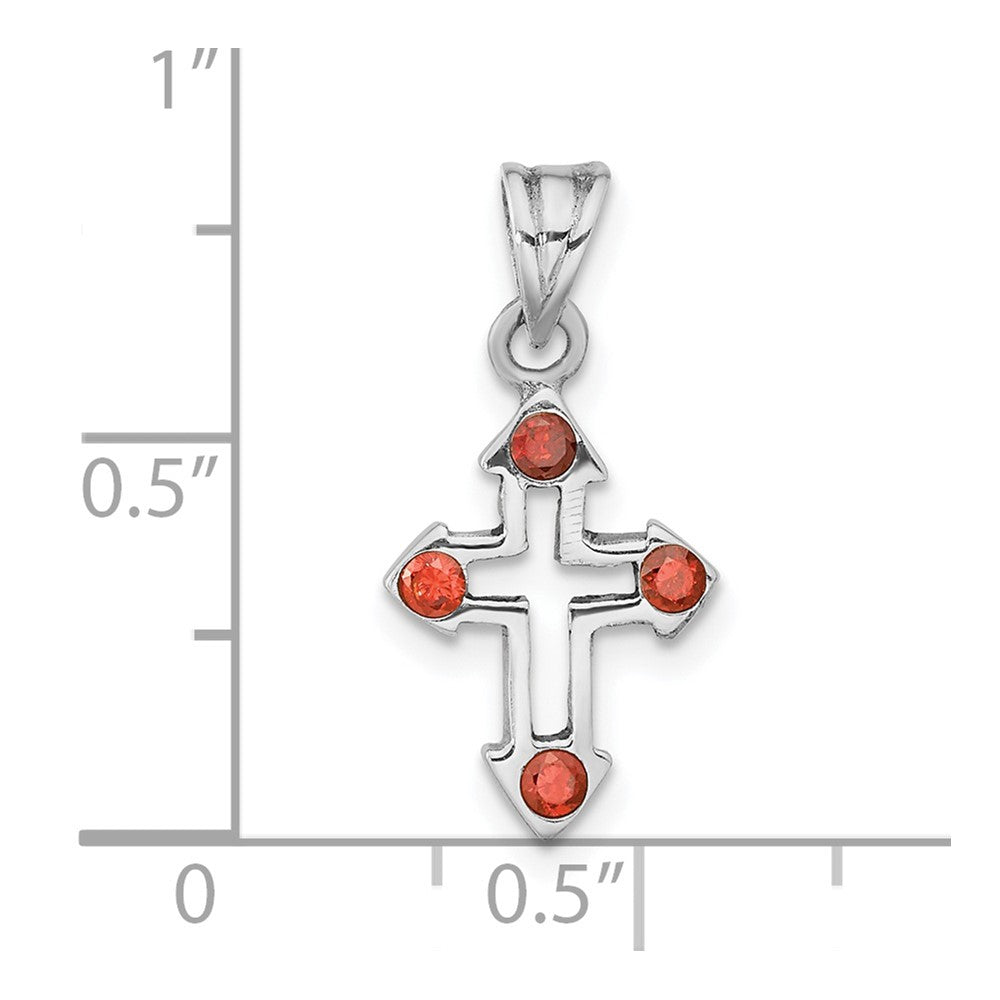 FJC Finejewelers 925 Sterling Silver Polished Open Cross Red Crystal Charm 21 x 10 mm
