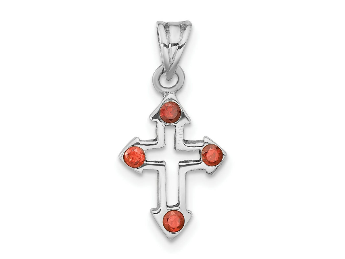 FJC Finejewelers 925 Sterling Silver Polished Open Cross Red Crystal Charm 21 x 10 mm