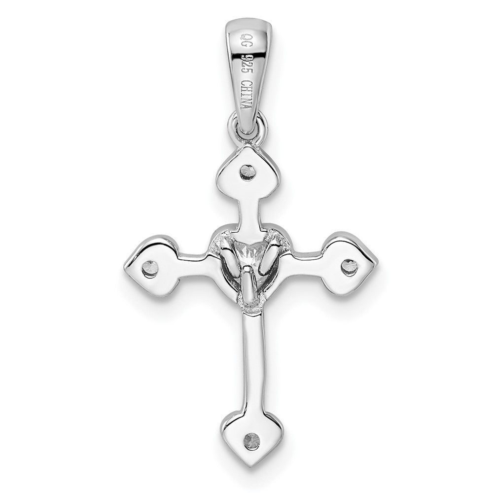 FJC Finejewelers 925 Sterling Silver Rhodium Plated CZ Heart Cross Charm 25 x 14 mm