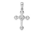 FJC Finejewelers 925 Sterling Silver Rhodium Plated CZ Heart Cross Charm 25 x 14 mm