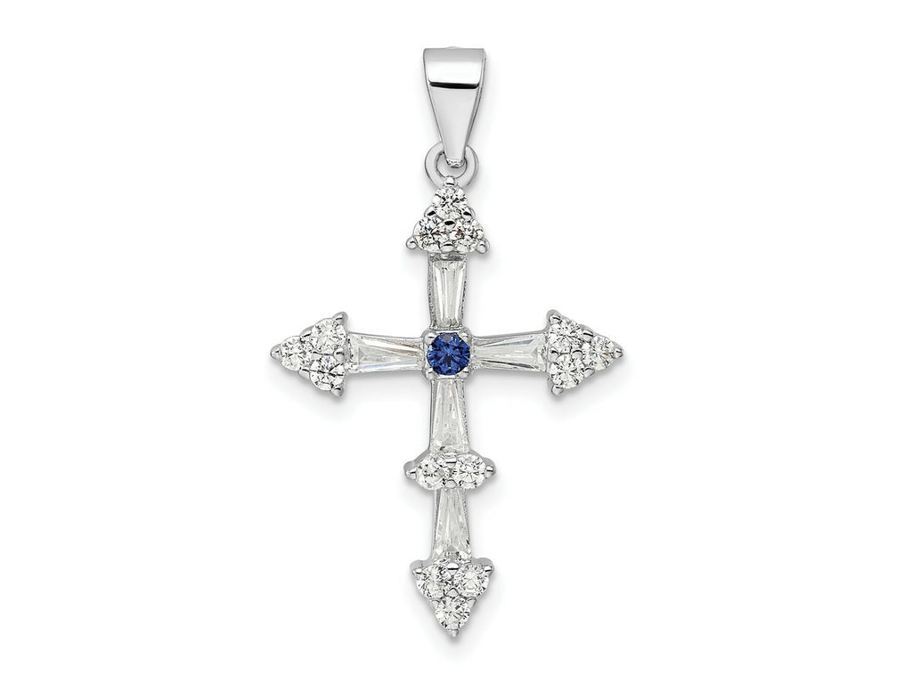 FJC Finejewelers 925 Sterling Silver Rhodium Plated CZ Cross Charm 31 x 18 mm