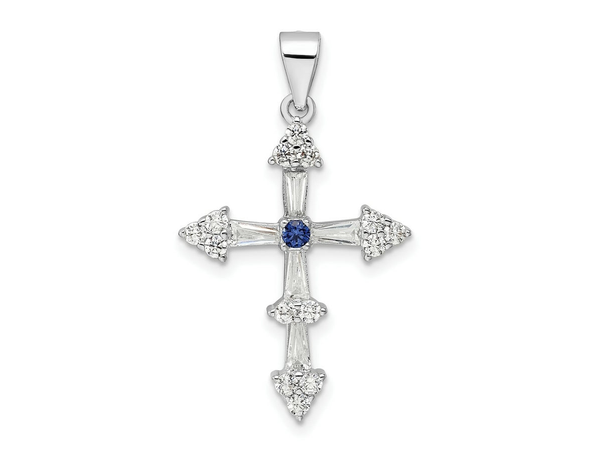 FJC Finejewelers 925 Sterling Silver Rhodium Plated CZ Cross Charm 31 x 18 mm