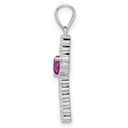 FJC Finejewelers 925 Sterling Silver Rhodium Plated Pink CZ Heart and Clear CZ Cross Charm 26 x 13 mm