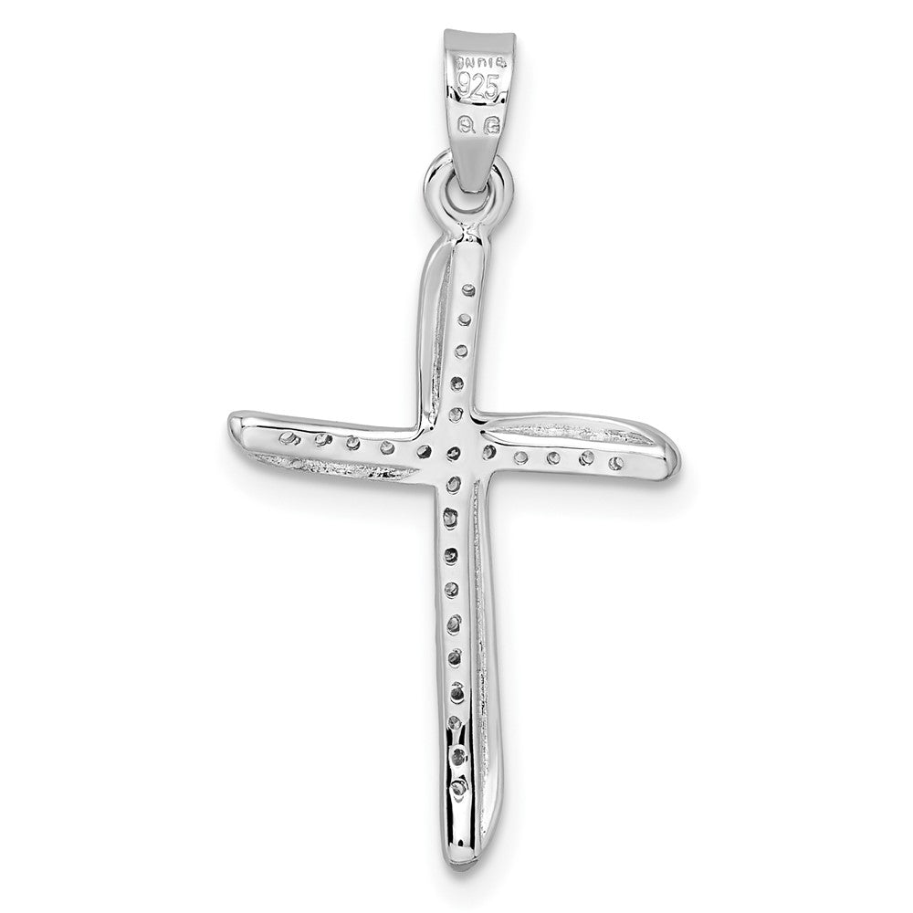 FJC Finejewelers 925 Sterling Silver Rhodium Plated Small CZ Wavy Cross Charm 32 x 16 mm
