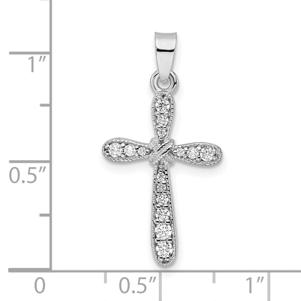 FJC Finejewelers 925 Sterling Silver Rhodium Plated with CZ X-Center Cross Charm 27 x 14 mm