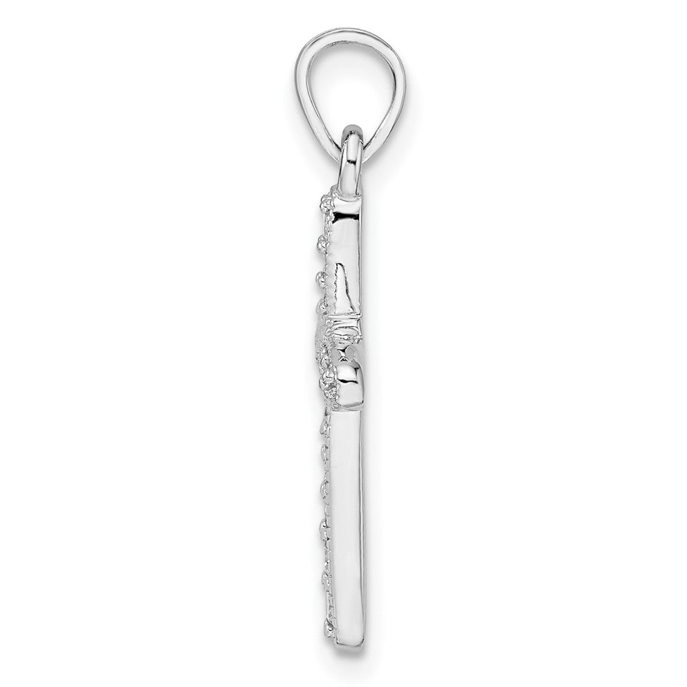FJC Finejewelers 925 Sterling Silver Rhodium Plated with CZ X-Center Cross Charm 27 x 14 mm