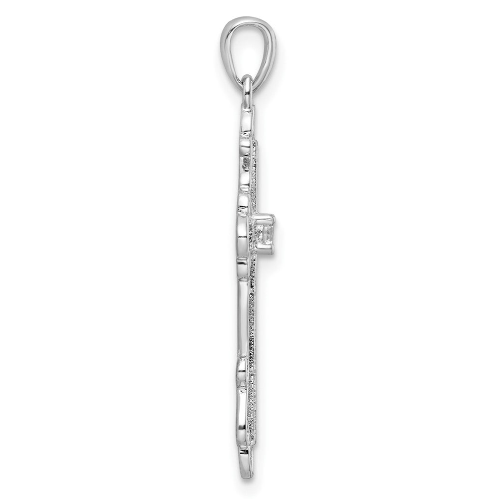 FJC Finejewelers 925 Sterling Silver Rhodium Plated CZ Fancy Cross Charm 33 x 18 mm