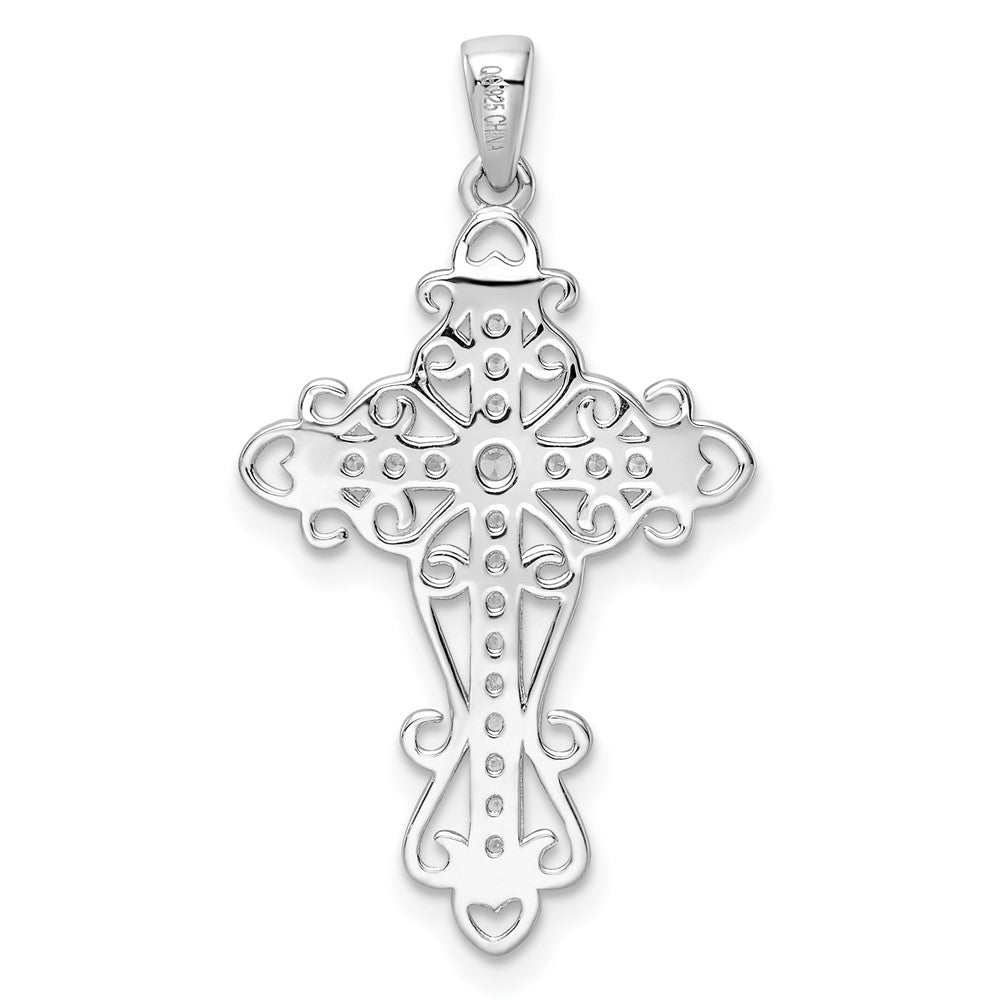 FJC Finejewelers 925 Sterling Silver Rhodium Plated CZ Fancy Cross Charm 33 x 18 mm