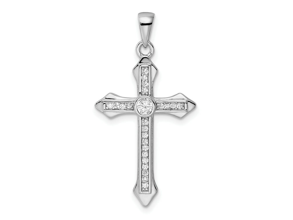 FJC Finejewelers 925 Sterling Silver Rhodium Plated CZ Cross Charm 35 x 18 mm