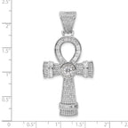 FJC Finejewelers 925 Sterling Silver Rhodium Plated Polished CZ Ankh Cross Charm 54 x 26 mm