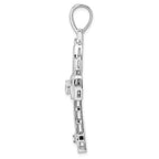 FJC Finejewelers 925 Sterling Silver Rhodium Plated Polished CZ Ankh Cross Charm 54 x 26 mm