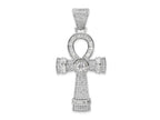FJC Finejewelers 925 Sterling Silver Rhodium Plated Polished CZ Ankh Cross Charm 54 x 26 mm