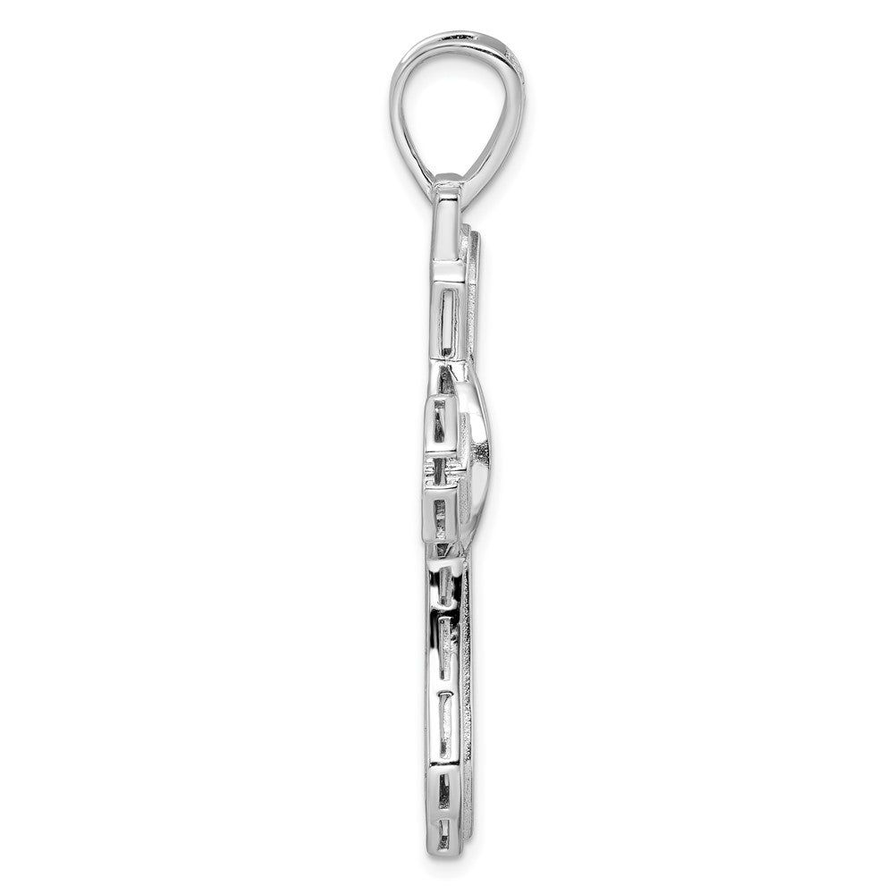 FJC Finejewelers 925 Sterling Silver Rhodium Plated Polished CZ Cross Charm 50 x 28 mm