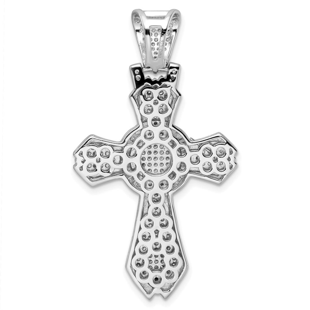 FJC Finejewelers 925 Sterling Silver Rhodium Plated Polished CZ Cross Charm 50 x 28 mm