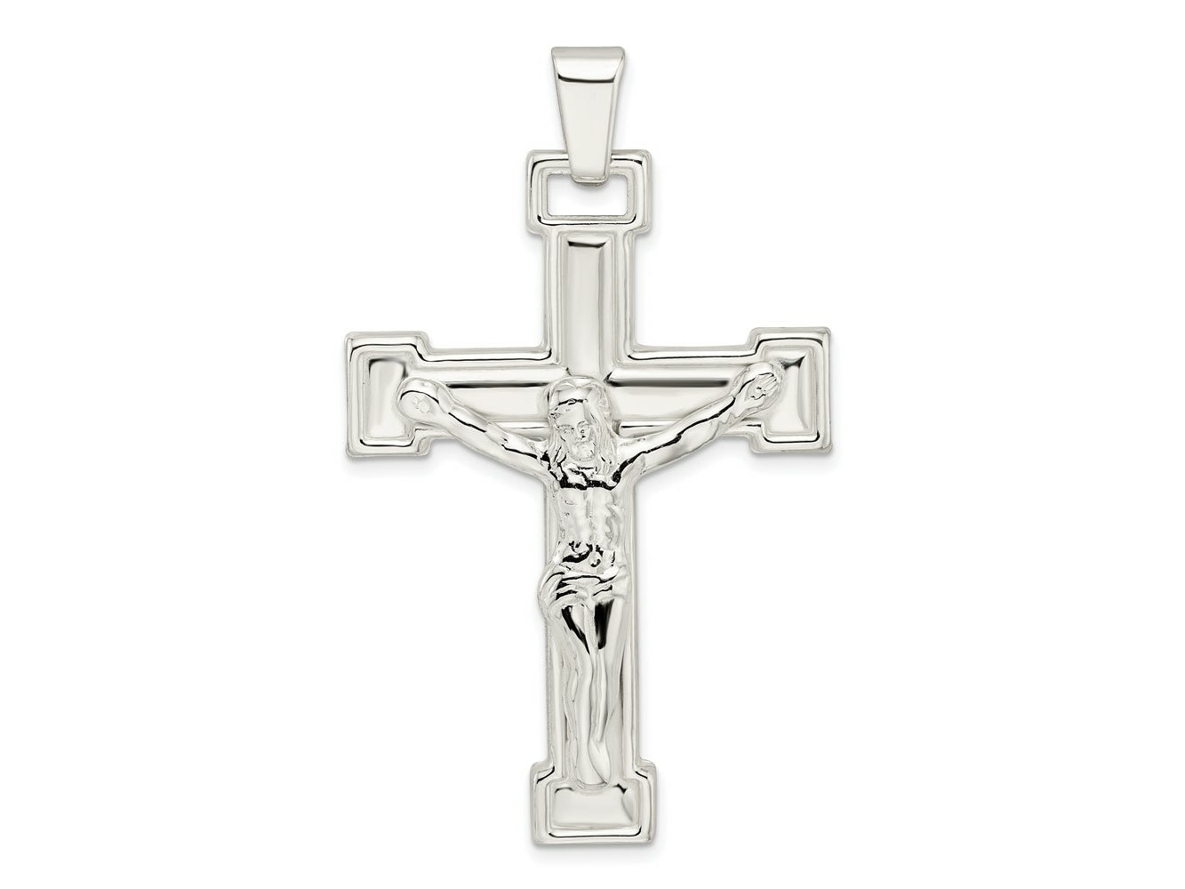 FJC Finejewelers 925 Sterling Silver Polished Crucifix Charm 57 x 34 mm