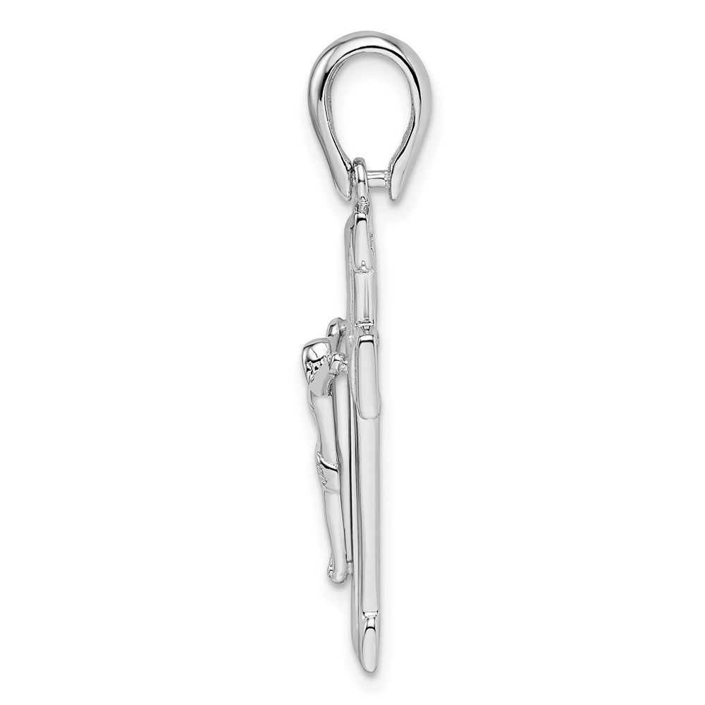 FJC Finejewelers 925 Sterling Silver Rhodium Plated Polished and Laser Crucifix Charm 35 x 15 mm