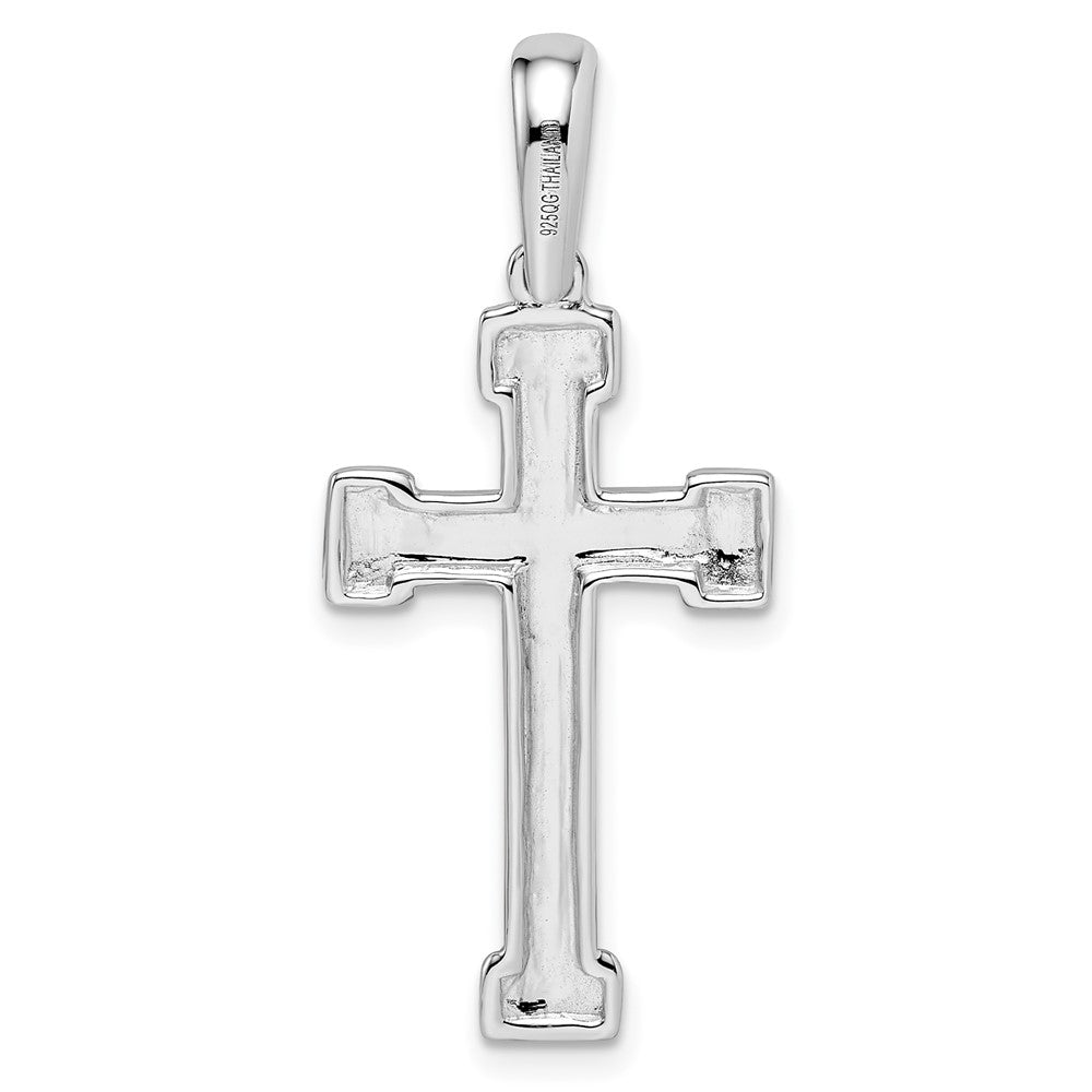 FJC Finejewelers 925 Sterling Silver Rhodium Plated Polished and Laser Crucifix Charm 35 x 15 mm