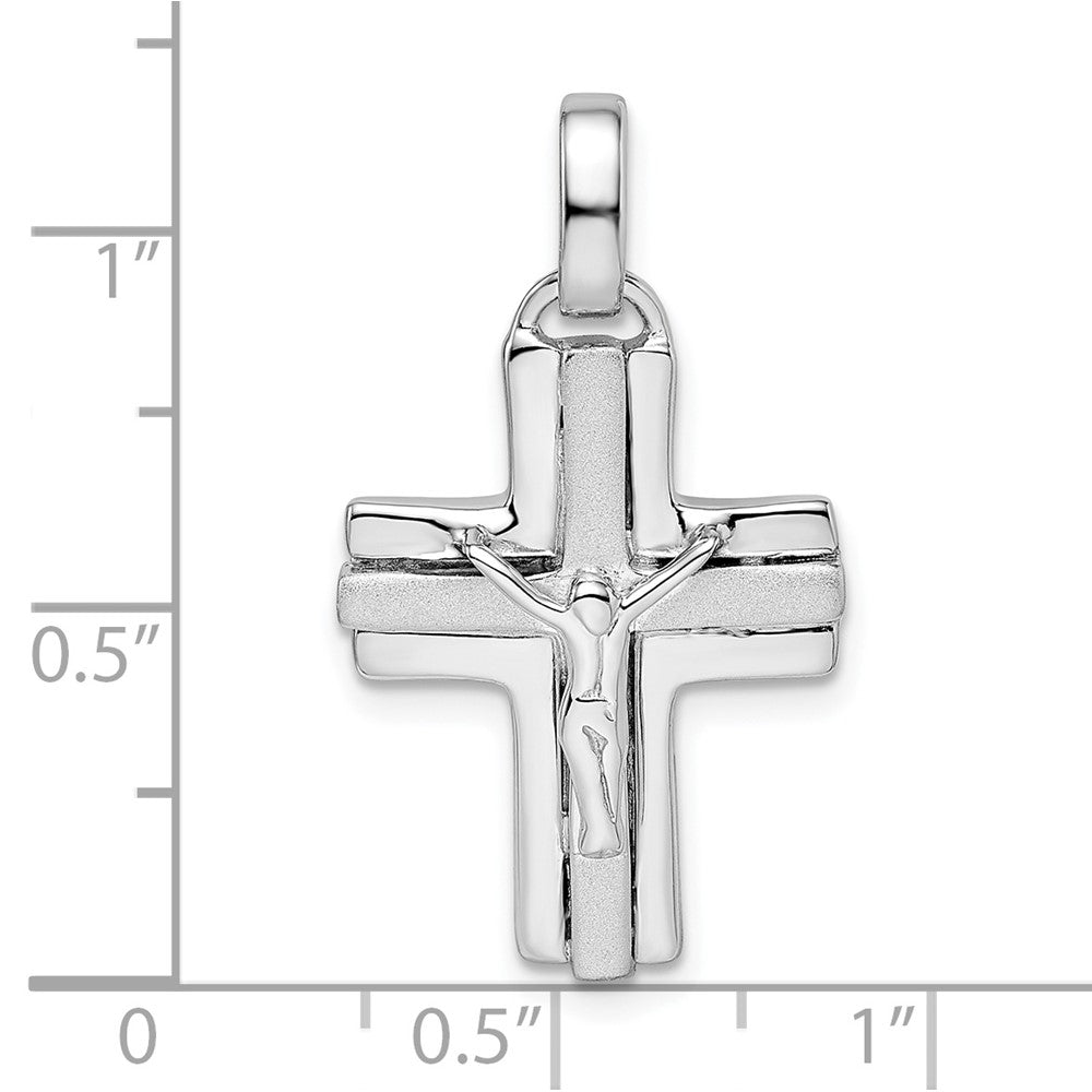 FJC Finejewelers 925 Sterling Silver Rhodium Plated Polished and Laser Crucifix Charm 29 x 16 mm