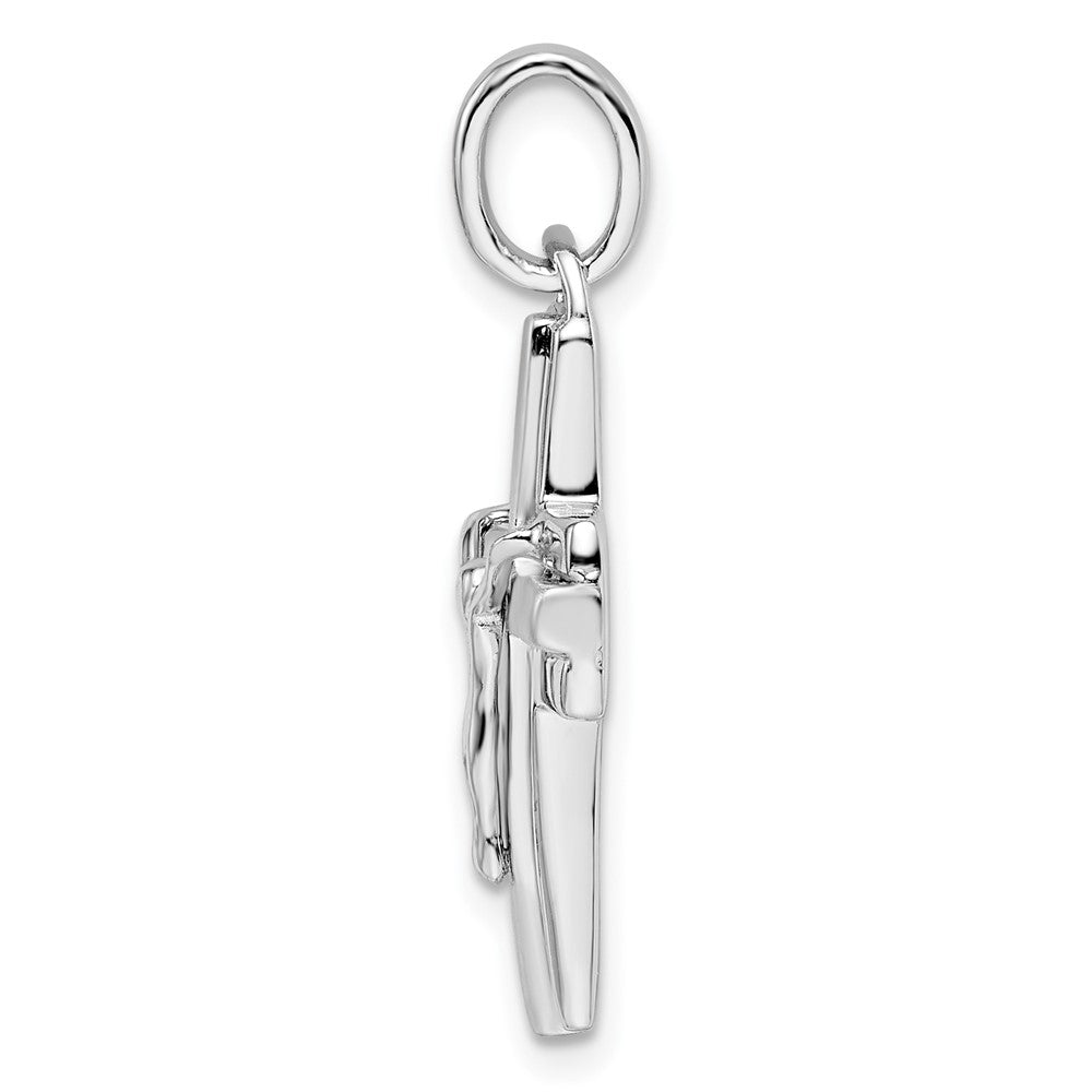 FJC Finejewelers 925 Sterling Silver Rhodium Plated Polished and Laser Crucifix Charm 29 x 16 mm