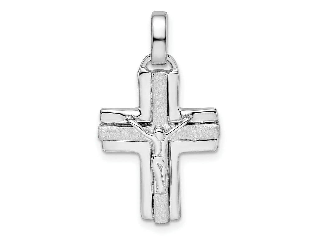 FJC Finejewelers 925 Sterling Silver Rhodium Plated Polished and Laser Crucifix Charm 29 x 16 mm