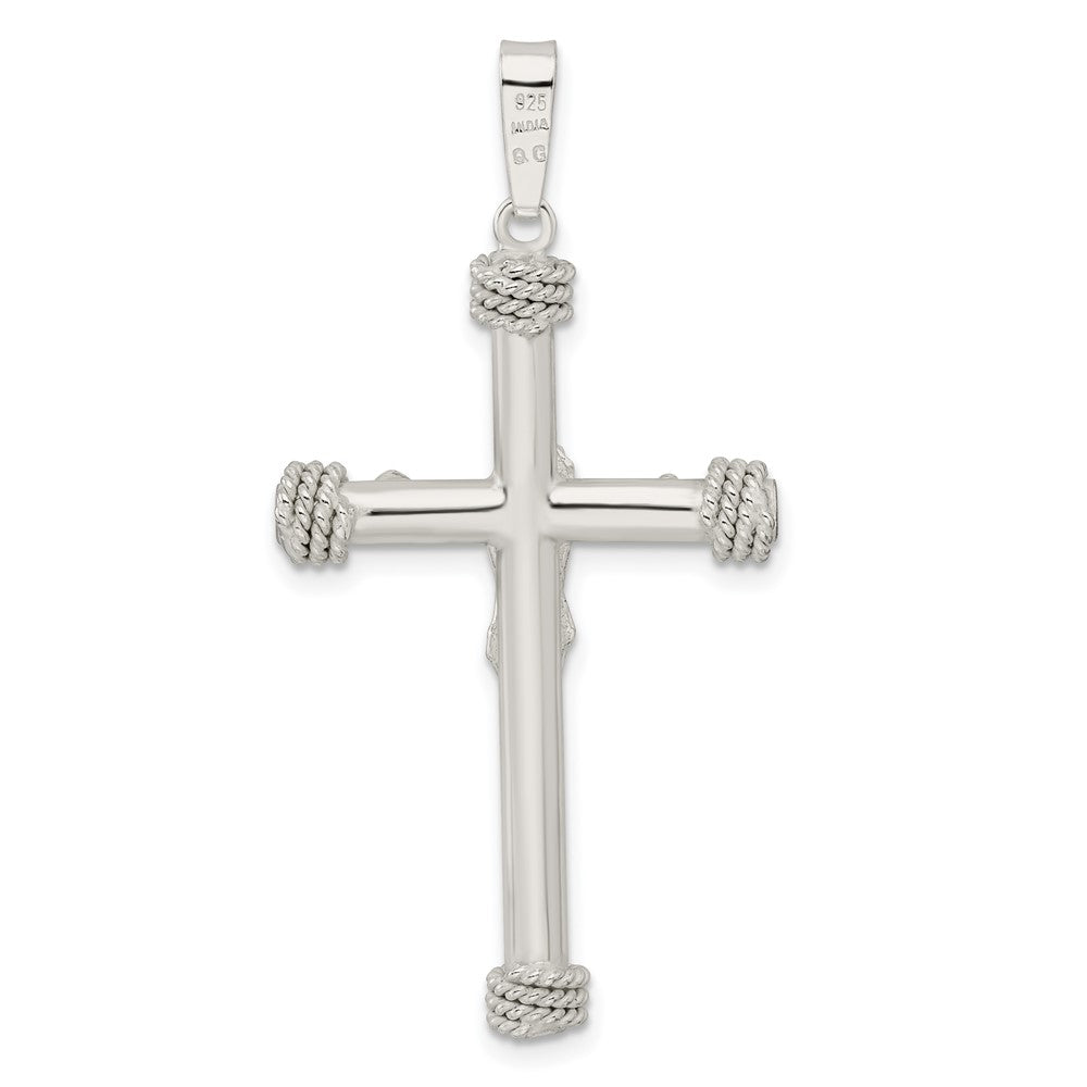 FJC Finejewelers 925 Sterling Silver Polished with Rope Ends Hollow Crucifix Charm 47 x 23 mm