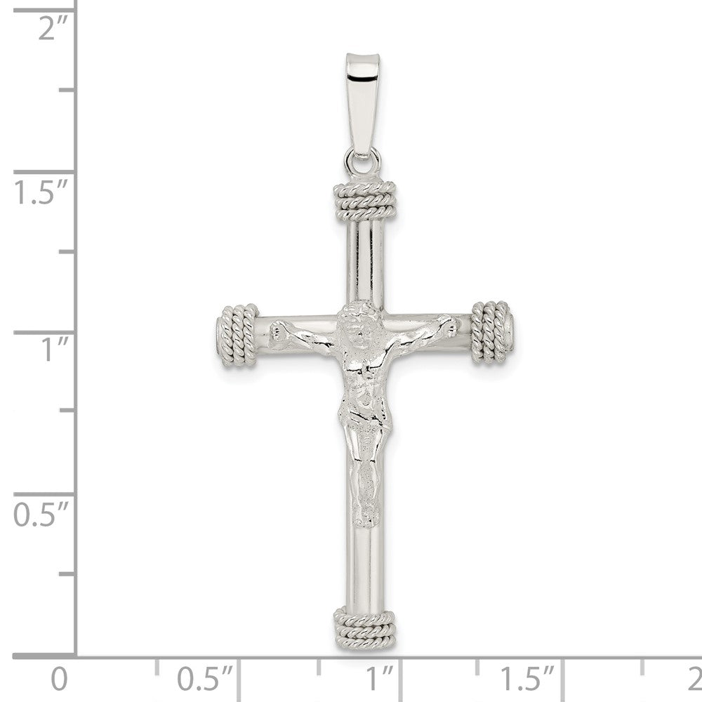 FJC Finejewelers 925 Sterling Silver Polished with Rope Ends Hollow Crucifix Charm 47 x 23 mm