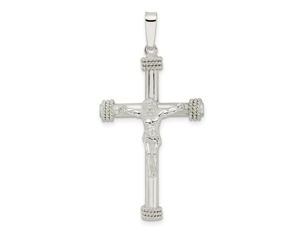 FJC Finejewelers 925 Sterling Silver Polished with Rope Ends Hollow Crucifix Charm 47 x 23 mm