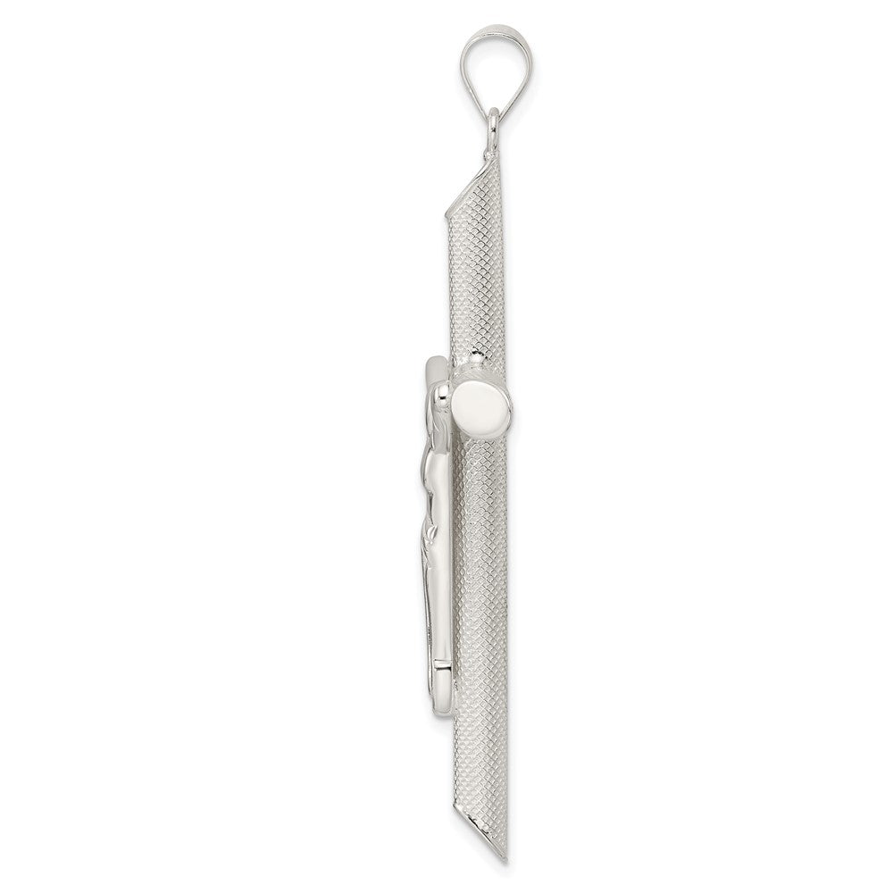 FJC Finejewelers 925 Sterling Silver Polished and Texture Tube Crucifix Cross Charm 63 x 37 mm
