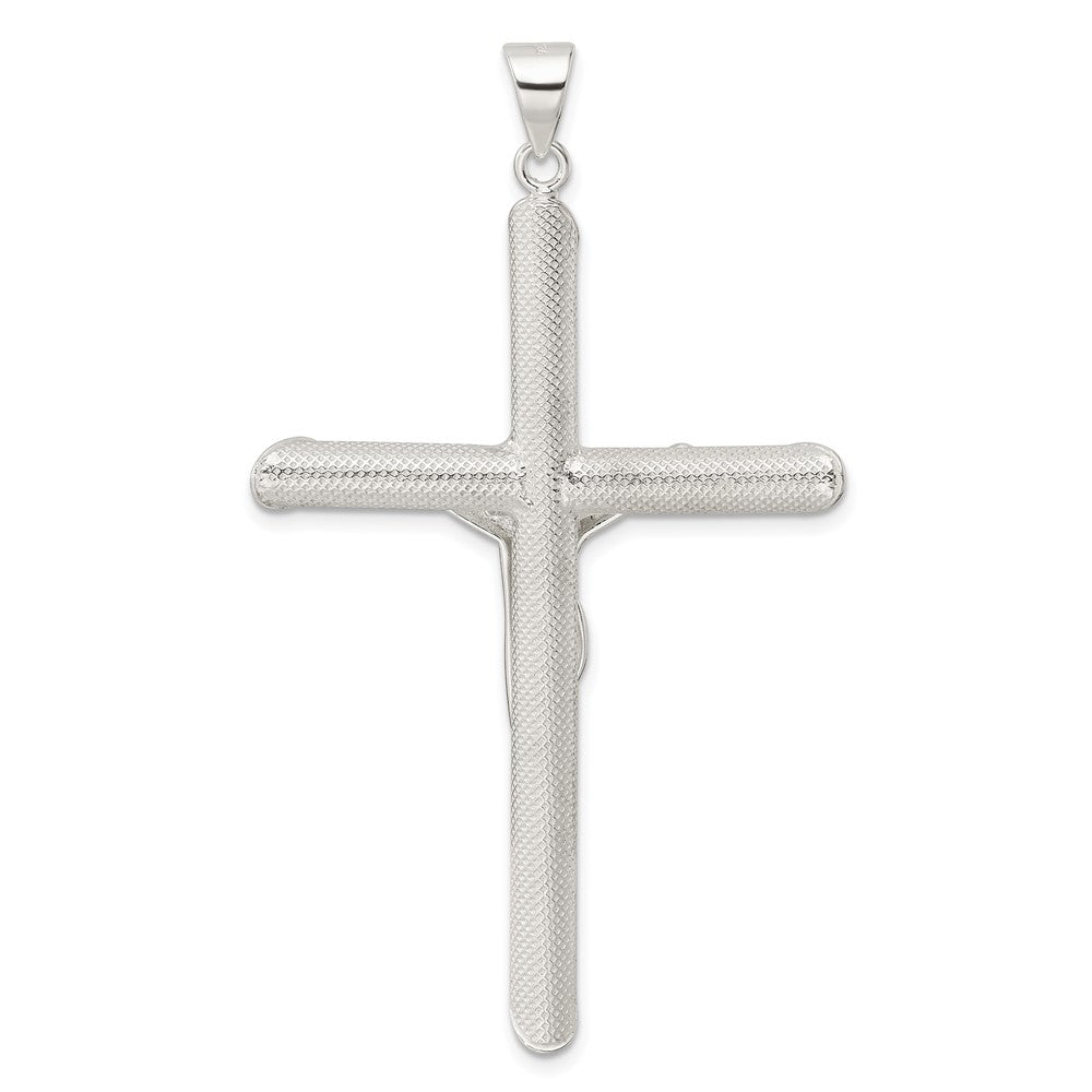 FJC Finejewelers 925 Sterling Silver Polished and Texture Tube Crucifix Cross Charm 63 x 37 mm