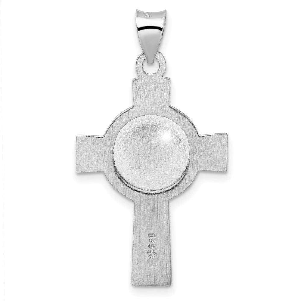 FJC Finejewelers 925 Sterling Silver Rhodium Plated Polished Solid St Michael Cross Charm 39 x 20 mm