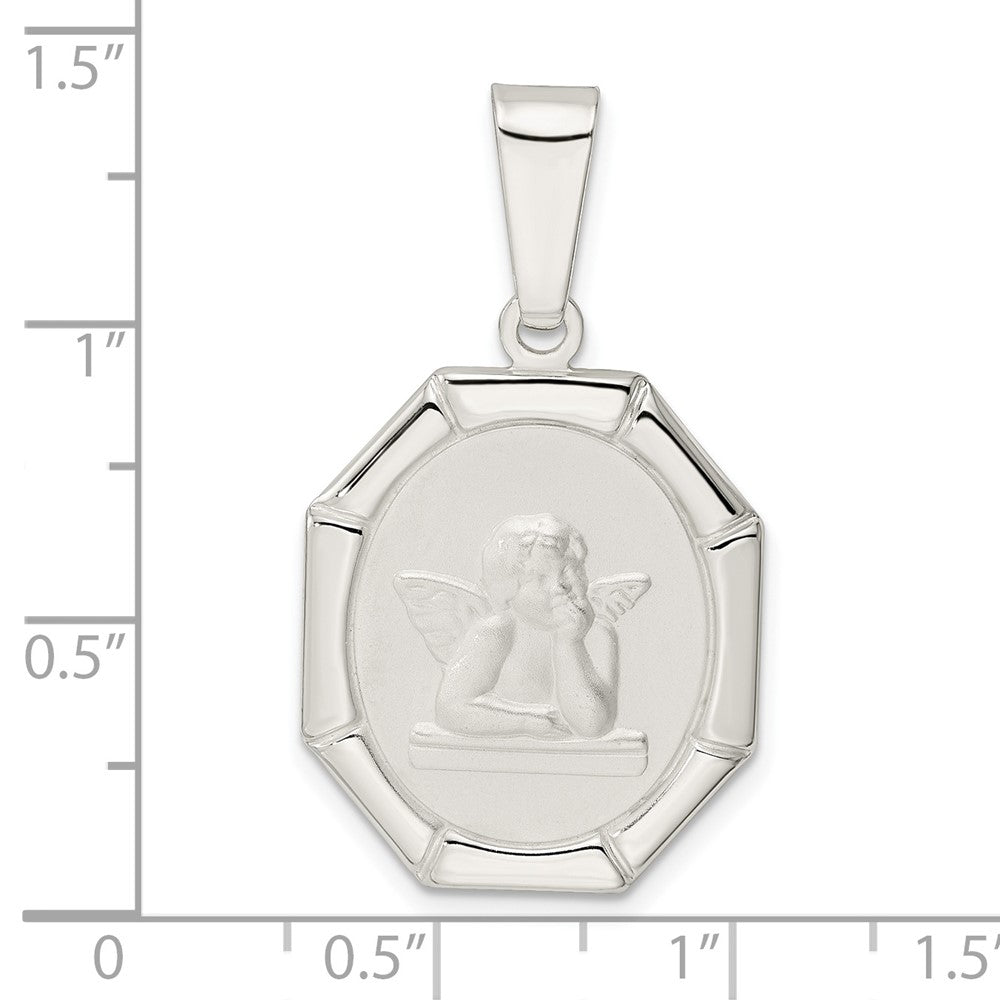 FJC Finejewelers 925 Sterling Silver Rhodium Plated Satin Raphael Angel Charm 36 x 19 mm