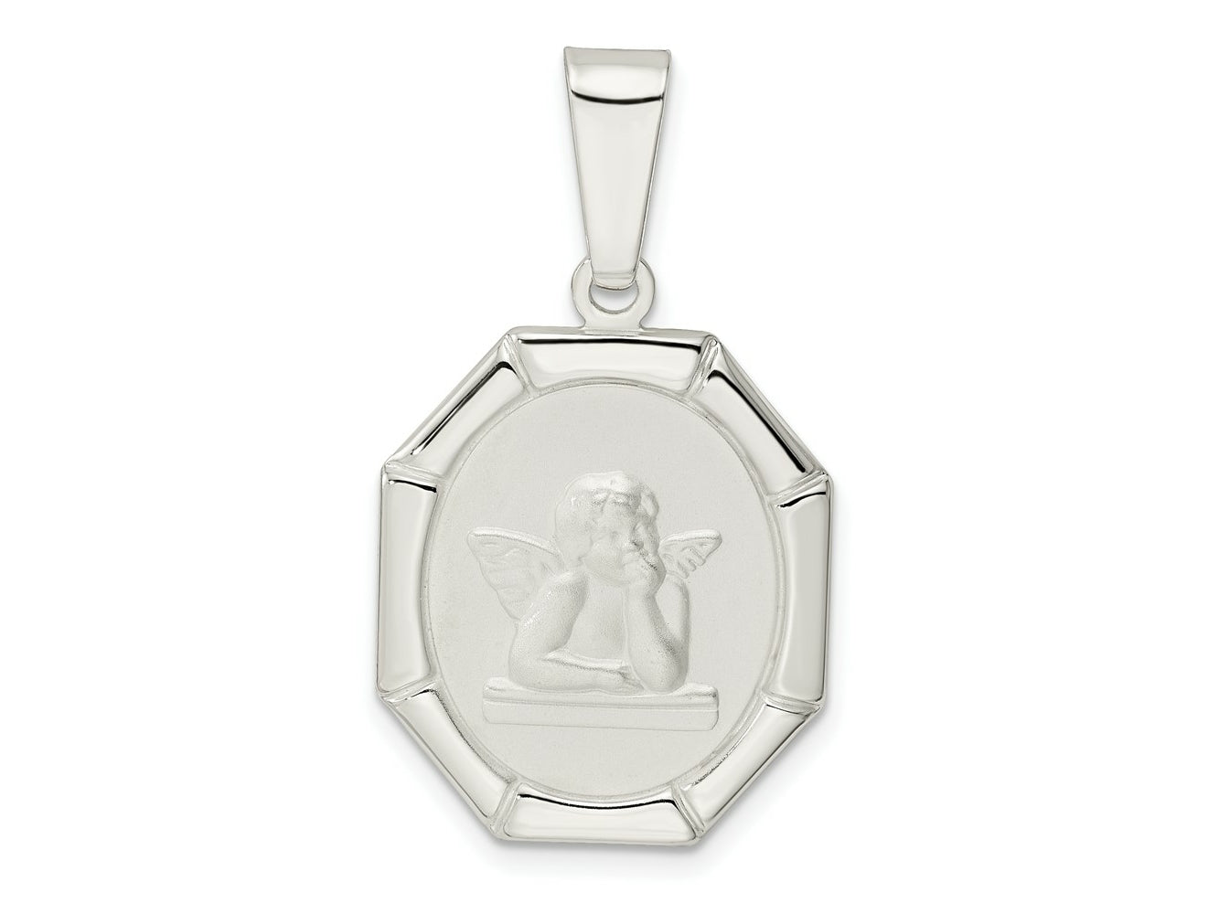 FJC Finejewelers 925 Sterling Silver Rhodium Plated Satin Raphael Angel Charm 36 x 19 mm