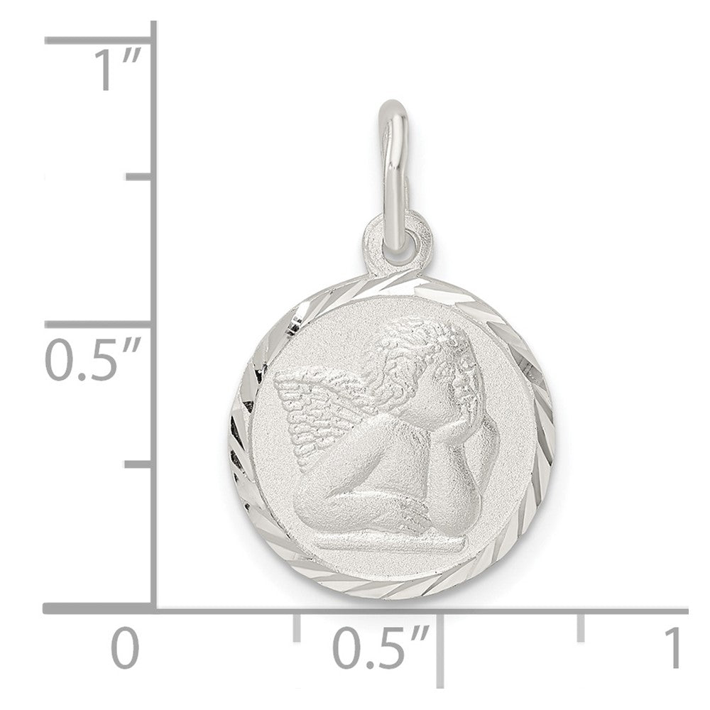 FJC Finejewelers 925 Sterling Silver Polished Satin and Bright Cut Cherub Circle Charm 23 x 14 mm