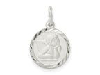 FJC Finejewelers 925 Sterling Silver Polished Satin and Bright Cut Cherub Circle Charm 19 x 12 mm
