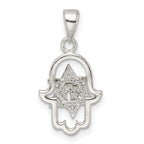 FJC Finejewelers 925 Sterling Silver Polished Chai in Star of David Hamsa Charm 23 x 11 mm