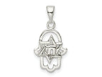 FJC Finejewelers 925 Sterling Silver Polished Chai in Star of David Hamsa Charm 23 x 11 mm
