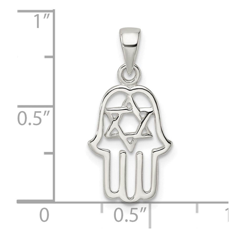 FJC Finejewelers 925 Sterling Silver Polished Chamseh with Star of David Charm 24 x 11 mm