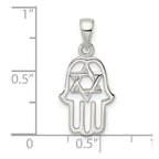FJC Finejewelers 925 Sterling Silver Polished Chamseh with Star of David Charm 24 x 11 mm