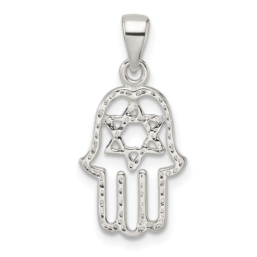 FJC Finejewelers 925 Sterling Silver Polished Chamseh with Star of David Charm 24 x 11 mm