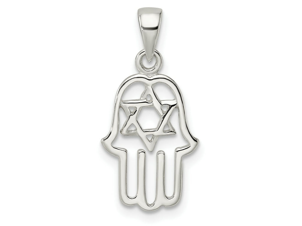 FJC Finejewelers 925 Sterling Silver Polished Chamseh with Star of David Charm 24 x 11 mm
