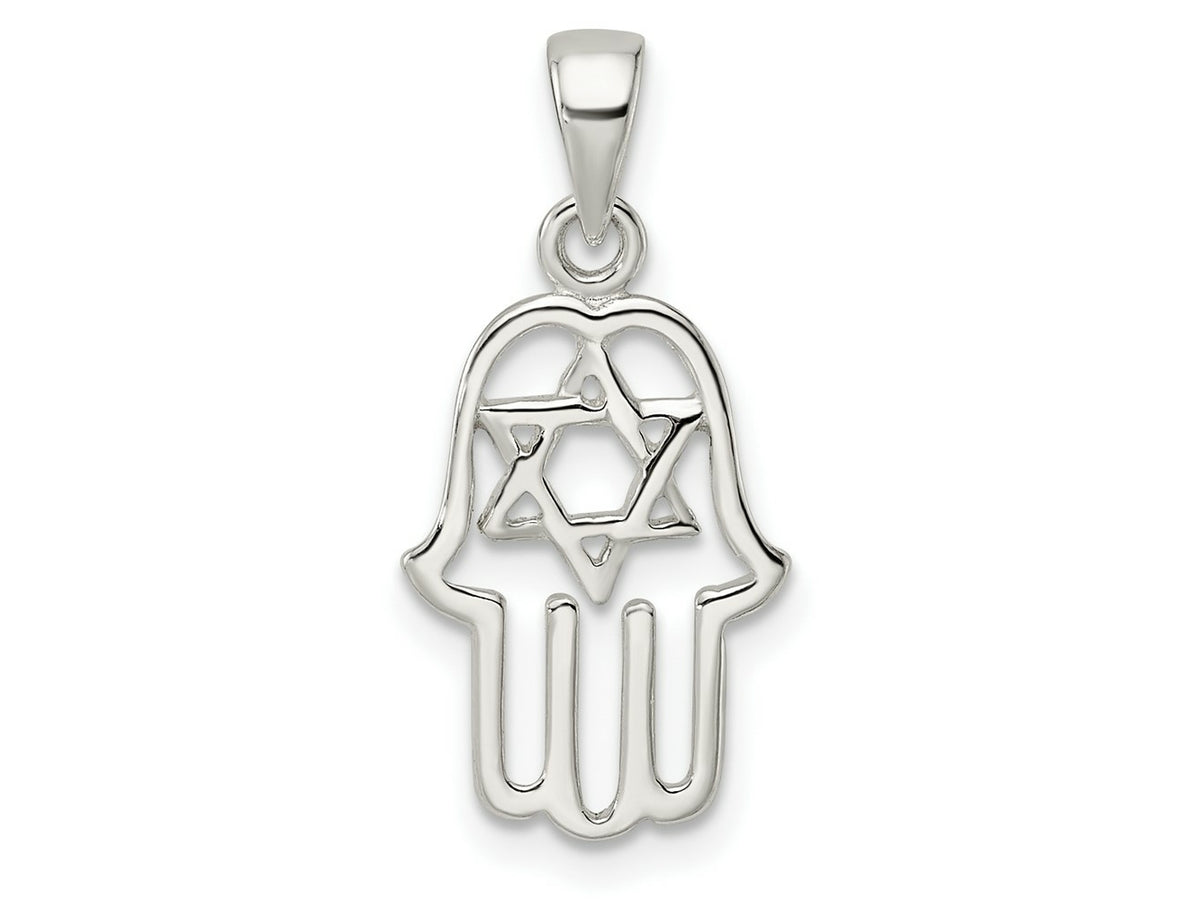 FJC Finejewelers 925 Sterling Silver Polished Chamseh with Star of David Charm 24 x 11 mm
