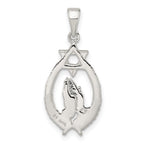 FJC Finejewelers 925 Sterling Silver Polished Star of David with Praying Hands Charm 28 x 12 mm
