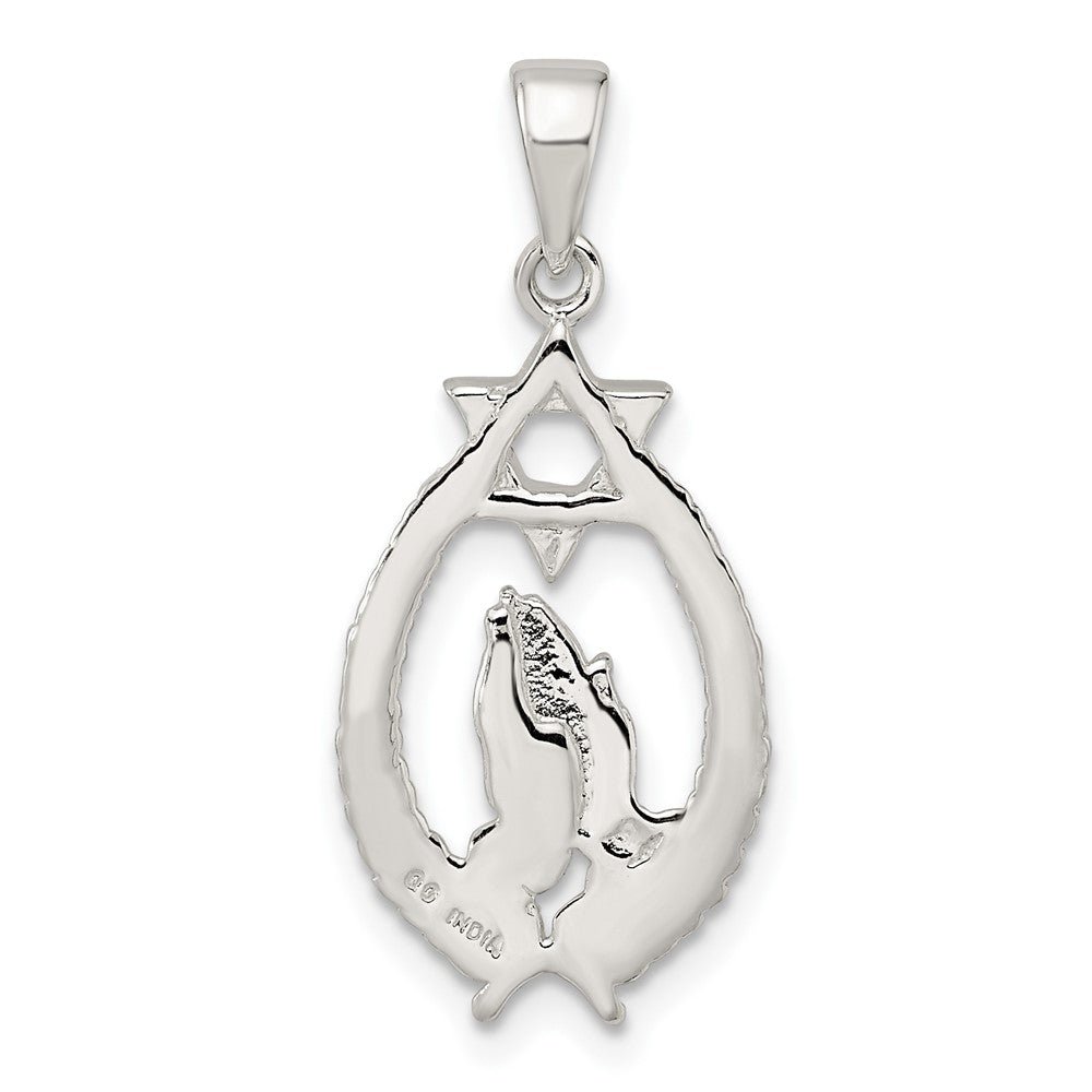 FJC Finejewelers 925 Sterling Silver Polished Star of David with Praying Hands Charm 28 x 12 mm