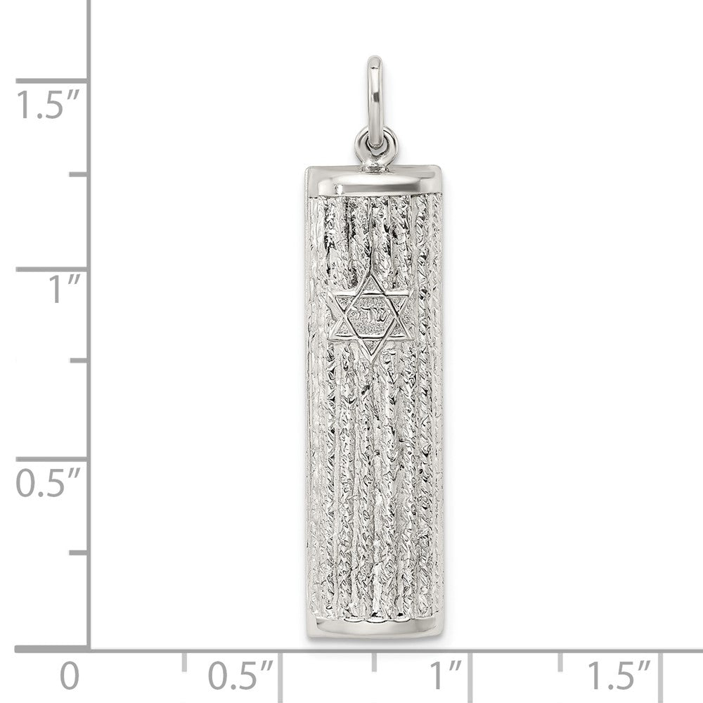 FJC Finejewelers 925 Sterling Silver and Textured Solid Mezuzah with Star of David Charm 40 x 9 mm